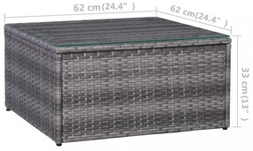 5 részes szürke polyrattan kerti bútorszett párnákkal