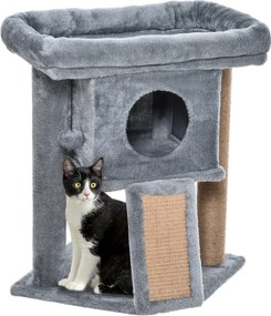 PawHut 57 cm-es Kaparófa Kicsi Macskafa Macskabújóval, Pihenőplatformmal, Kaparófelülettel és Játékballal, Macskabútor 5 kg-ig | Aosom