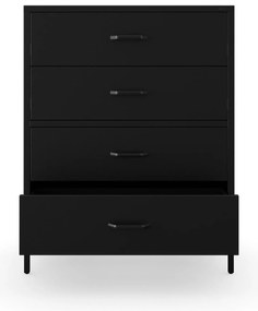 Fekete fém komód fiókokkal és lábakkal – CARLA Modern 800 x 1015 x 400 mm