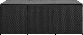 Fekete Polyrattan Kerti Tárolóláda 180 X 90 X 70 Cm
