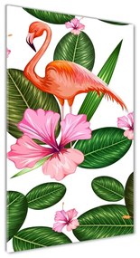 Üvegkép Flamingók és virágok osv-111415248