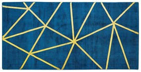 Sötétkék és arany szőnyeg 80 x 150 cm HAVZA Beliani