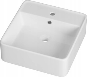 Mosdókagyló Tera Téglalap Alakú Fehér Kerámia Fürdőszobai Túlfolyóval