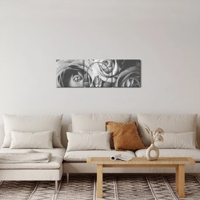 Kép - Rózsa, fekete-fehér (órával) (90x30 cm)