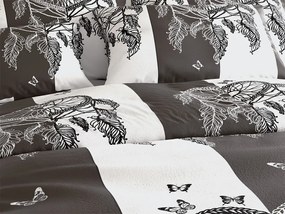 2 db Mikroplüss ágyneműhuzat szett TIRSO szürke-fehér + mikroplüss lepedő SOFT 180x200 cm fehér, kétszemélyes