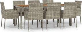 vidaXL 9 részes szürke polyrattan kerti étkezőgarnitúra párnával