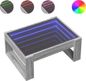 vidaXL szürke sonoma végtelen hatású LED-es dohányzóasztal 70x53x30 cm