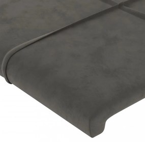 sötétszürke bársony LED-es fejtámla 200x5x118/128 cm