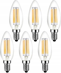6x E14 Led filament izzó 4W=35W 400lm meleg Savineo díszgyertya