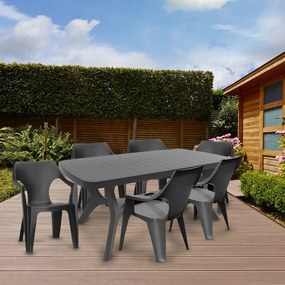 Balante 6+1 kerti bútor garnitúra szett grafit színben