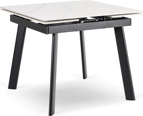 Stół LARES Ceramiczny Rozkładany 90-150 cm Biały Marmur/Czarny