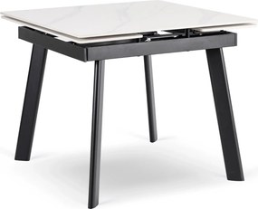 Stół LARES Ceramiczny Rozkładany 90-150 cm Biały Marmur/Czarny