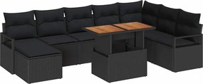 vidaXL Kerti Kanapé Szett párnával 9 pcs Fekete és Barna