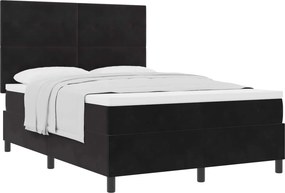 vidaXL Boxrugós ágy matracmal fejtámlával Fekete 140 x 190 cm szövet