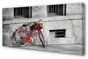 Canvas képek Piros bicikli egy kosár 100x50 cm