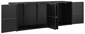 fekete polyrattan kerti tárolószekrény 198 x 55,5 x 80 cm