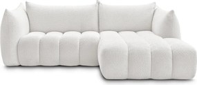 Fehér buklé sarokkanapé (jobb oldali-heverő résszel) Azra – Bobochic Paris