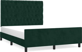 vidaXL sötétzöld bársony ágykeret matrac nélkül 140 x 200 cm