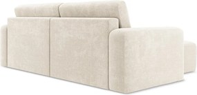 Krémszínű zsenília kinyitható-tárolóhelyes sarokkanapé (bal oldali-heverő résszel) Kona – Makamii