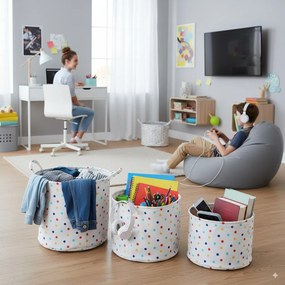 Pöttyös tároló kosár 25 x 30 cm - s méret