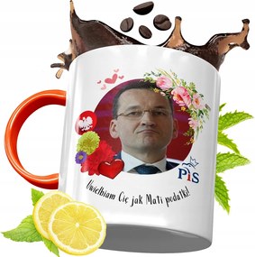 Narancssárga Bögre Mateusz Morawiecki Ajándék fényképes nyomtatással