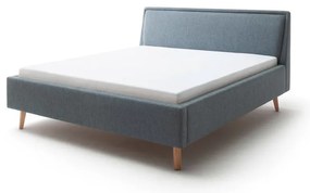 Zöld-kék kárpitozott franciaágy tárolóhellyel ágyráccsal 180x200 cm Frieda – Meise Möbel