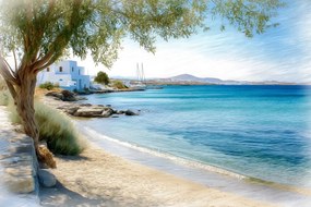 Canvas Vászonkép Mediterrán Tengerpart Türkiz Olíva 60 x 40