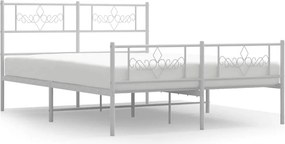 vidaXL fehér fém ágykeret fej- és lábtámlával 135x190 cm
