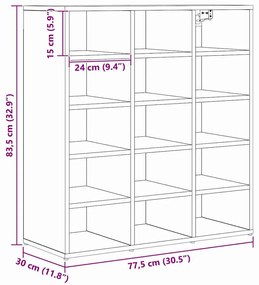 Cipősszekrény kézműves tölgy 77.5 x 30 x 83.5 cm Faanyag