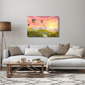 Léggömbök képe a táj felett (90x60 cm)