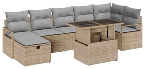 vidaXL Kerti Kanapé Szett párnával tárolóval 8 pcs Bézs Poli rattan