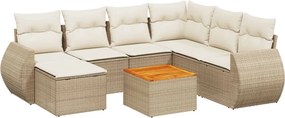 vidaXL 8 részes bézs polyrattan kerti ülőgarnitúra párnával