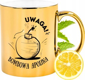 Prémium Arany Csillogó Bögre Apolina Ajándék Nyomtatott Fotóval