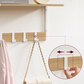 Fali polc kampókkal VELORY szett 2 db 50x24,2 cm, fehér/dub sonoma