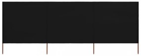 fekete szövet 3-paneles szélfogó 400 x 160 cm