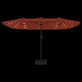 terrakotta dupla tetős LED-es napernyő 449x245 cm