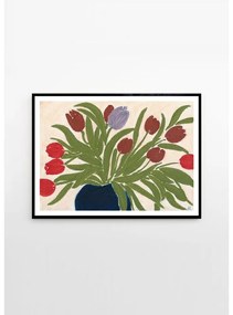 Poszter 70x50 cm Tulips in a Blue Vase – Anine Cecilie Iversen – The Poster Club