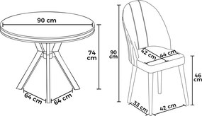 Mos étkezőgarnitúra, fehér márvány-arany, 90 cm – TR240CHR2918