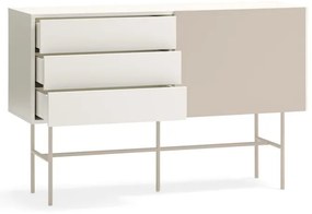 Bézs-krémszínű alacsony komód tolóajtóval 140x91 cm Nube – Teulat