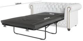 Fehér bőrutánzat kinyitható kanapé 148 cm York – Ropez