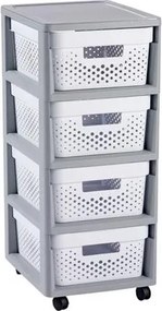 Fiókos tároló, 4x11 l, műanyag, CURVER Infinity, szürke/fehér (KHMU246)