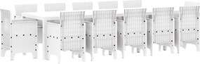 vidaXL Kert étkező szett párnával 13 pcs Fehér és világosszürke