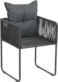 vidaXL 2 db fekete polyrattan kültéri szék párnával