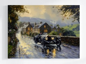 Poszter Utca Út Falu Anglia Régi Retro Autó 100x75