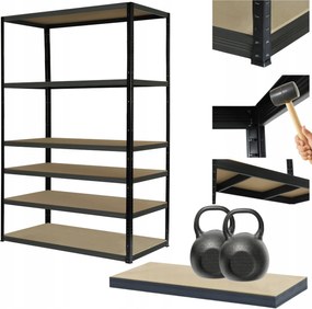 Fém könyvespolc Premium Black állvány Helios 213x110x50cm 6Px275kg 300TYS War