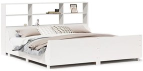 fehér tömör fa könyvespolcos ágy matrac nélkül 200 x 200 cm