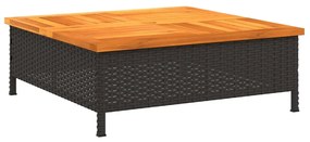 fekete polyrattan és akácfa napernyőtalp-burkolat 70x70x25 cm