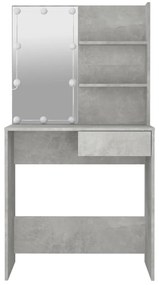 betonszürke fésülködőasztal LED-del 74,5 x 40 x 141 cm