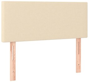 krémszínű szövet rugós ágy matraccal 100 x 200 cm