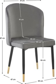 Étkezőszék, szürke Velvet szövet/fekete, UDAJA